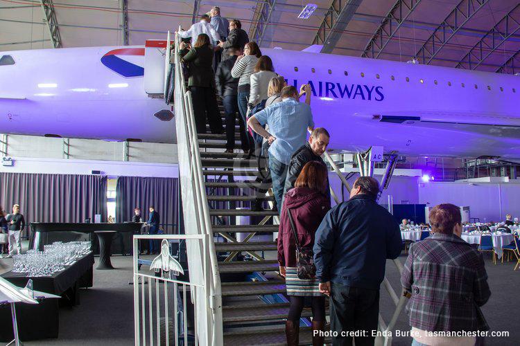People waiting to tour inside Concorde G-BOAC